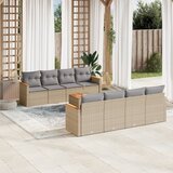  9-dijelni set vrtnih sofa s jastucima bež od poliratana Slike