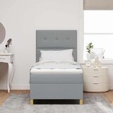  LED Box Spring Postelja Svetlo siva 90 x 200 cm blago, (5000142050) | Shoptok.si