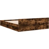 vidaXL Posteljni okvir s predali dimljen hrast 140x200 cm inž. les | Shoptok.si