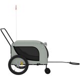 Prikolica za bicikl za pse sivo-crna od tkanine i željeza | shoptok.hr