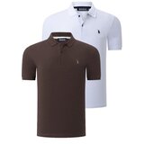 Dewberry DUO SET T8561 MEN'S TSHIRT-BROWN-WHITE Cijene