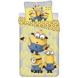 Jerry Fabrics Žuta /siva pamučna dječja posteljina za krevet za jednu osobu 140x200 cm Mimoni All for One – u