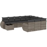 Maison Chic Seti vrtnega pohištva - Vrtna garnitura - Vrtni pohištvo set 11-delna z blazinami siv poli ratan, (21809252) | Shoptok.si