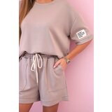 Kesi Włoski Women's butter set with high-waisted shorts dark beige | Shoptok.si