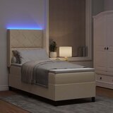  LED Box Spring Krevet s uzglavljem Krema 80 x 200 cm tkanina | shoptok.hr