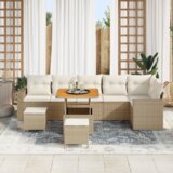 vidaXL Vrtna sedežna garnitura 9 pcs bež in krem 80 x 80 x 71 cm | Shoptok.si