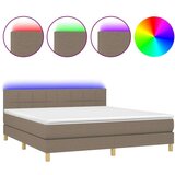  Krevet box spring s madracem LED smeđesivi 160x200 cm tkanina | shoptok.hr
