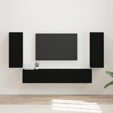  Set zidnog ormarića za TV Zidne 4 pcs Crna Konstruirano drvo | shoptok.hr