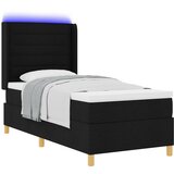 vidaXL Postelja s praznim vzmetnicom in LED osvetlitvijo Črna 90x190 cm Tkanina, (22050209) | Shoptok.si