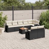 Maison Chic Seti vrtnega pohištva - Vrtna garnitura - Vrtni pohištvo set 9-delna z blazinami črn poli ratan, (21804277) | Shoptok.si