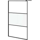 Pregrada za tuš 115 x 195 cm s napola mutnim staklom ESG crna | shoptok.hr