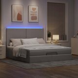 vidaXL Otomanska postelja z vzmetnico & LEDs taupe 180x200 cm blago | Shoptok.si