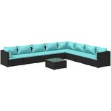  9-dijelna vrtna garnitura od poliratana s jastucima crna | shoptok.hr
