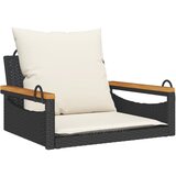  The Living Store Gugalna klop z blazinami črna 63x62x40 cm poli ratan - Gugalna Klop, (21495188) | Shoptok.si