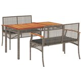  3-dijelni vrtni blagovaonski set sivi od poliratana Siva 140 cm table length | shoptok.hr