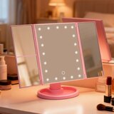  LED kozmetičko ogledalo s zaslonom na dodir - roza | Shoptok.si