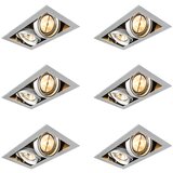QAZQA Komplet 6 Pravokotni vgradni reflektor iz aluminija - Oneon 111-2 | Shoptok.si