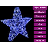 vidaXL 3D zvezda med 50 LED Modra 55 x 53.5 x 10 cm Akril | Shoptok.si