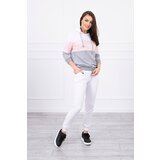 Kesi Set with coloured stripes white+powder pink Cijene