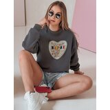 DStreet Bluza damska oversize z sercem SERDUCHOVA grafitowa | Shoptok.si