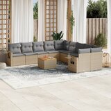 vidaXL 11-dijelni set vrtnih sofa s jastucima bež od poliratana | shoptok.hr