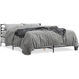  Okvir za krevet boja hrasta 150x200cm konstruirano drvo i metal Siva 150 x 200 cm | Shoptok.si