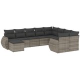 Maison Chic Seti vrtnega pohištva - Vrtna garnitura - Vrtni pohištvo set 10-delna z blazinami siv poli ratan, (21812151) | Shoptok.si
