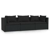  Kavč trosed z blazinami črn poli ratan, (20672578) | Shoptok.si