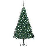 vidaXL Novoletna jelka z LED lučkami in bučkami zelena 210 cm PVC, (20670998) | Shoptok.si