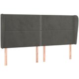  The Living Store Vzglavje z ušesi temno sivo 183x23x118/128 cm žamet - Vzglavje, (21448520) | Shoptok.si
