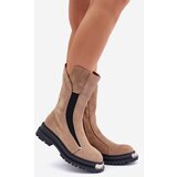 Boto Fleece-Lined Flat Heel Boots Beige Palimra | ePonuda.com
