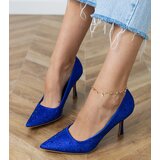 Gemre Blue Satin Court Shoes with Rhinestones Kortis | ePonuda.com