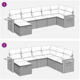  Vrtna garnitura - 7-dijelni set vrtnih sofa od poliratana s jastucima crni - Crna sa spremištem 7 | shoptok.hr
