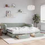 vidaXL Izvlečna dnevna postelja s predali svetlo siva 100x200 cm žamet | Shoptok.si