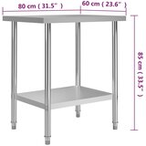  Kuhinjski radni stol 80 x 60 x 85 cm od nehrđajućeg čelika | shoptok.hr