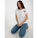 Fashion Hunters Lady's white-brown striped blouse with patch Cene