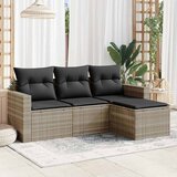 Maison Chic Seti vrtnega pohištva - Vrtna garnitura - Vrtni pohištvo set 4-delna z blazinami siv poli ratan, (21819747) | Shoptok.si
