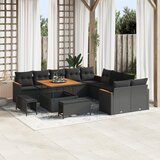 vidaXL 13 Dijelni Vrtni Sofa Set s Jastučićima Crni Poli Ratan Akacija, 3 Dijelni Vrtni Set za objed s Jastučićima Crni Poli Ratan Akacija Cijene