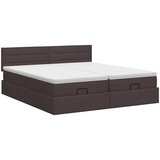  Podesivi krevet s madracem 2 pcs Tamno smeđa Tkanina Slike