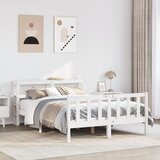 Maison Chic Posteljni okvir - Dvoposteljna postelja - Zakonska postelja brez vzmetnice bel 160x200 cm trdna borovina-J3562, (21761944) | Shoptok.si