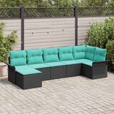  Sjedeća garnitura za vrt 7 kom. Crna poliratan 297,5 x 132,5 x 69 cm | shoptok.hr