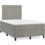 vidaXL Box spring postelja z vzmetnico LED sv. siva 120x190 cm žamet | Shoptok.si