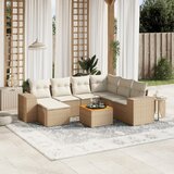 Maison Chic Seti vrtnega pohištva - Vrtna garnitura - Vrtni pohištvo set 8-delna z blazinami bež poli ratan, (21800356) | Shoptok.si