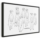  Slika - Animal Patrol (1-part) - Meerkats on Black and White Background 120x80 U crnom drvenom okviru | shoptok.hr