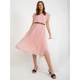Fashion Hunters Light pink pleated dress with black belt