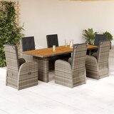  The Living Store Vrtna jedilna garnitura 7-delna z blazinami siv poli ratan - Vrtna Jedilna Garnitura, (21478803) | Shoptok.si