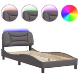 Maison Chic Posteljni okvir - Enojna postelja - Postelja za odrasle z LED lučkami siv 90x200 cm umetno usnje, (21695490) Cene