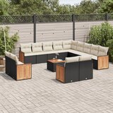  14-dijelni set vrtnih sofa s jastucima poliratan crni | Eponuda.com