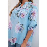 Kesi Włoski Women's cotton blouse with a floral pattern blue | ePonuda.com
