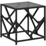 Furnova Klubska mizica s črno stekleno površino 40x40x41 cm jeklo, (21914595) | Shoptok.si